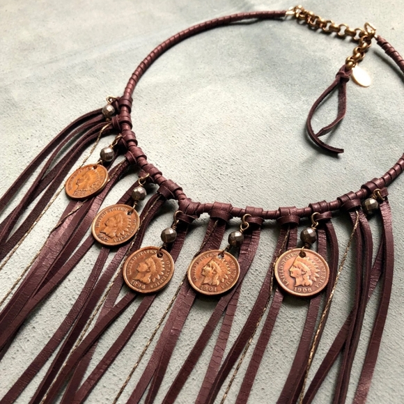 NWOB Astali Indian head coin bib necklace - Picture 4 of 16